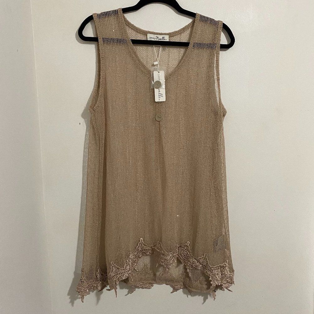 NWT Simply Noelle Boho Sheer Sleeveless Mesh Tunic/Top Size L/XL (12-14)